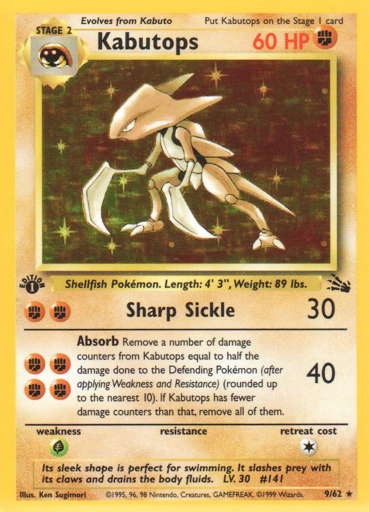 Kabutops - 9/62 - Holo Rare - 1st Edition